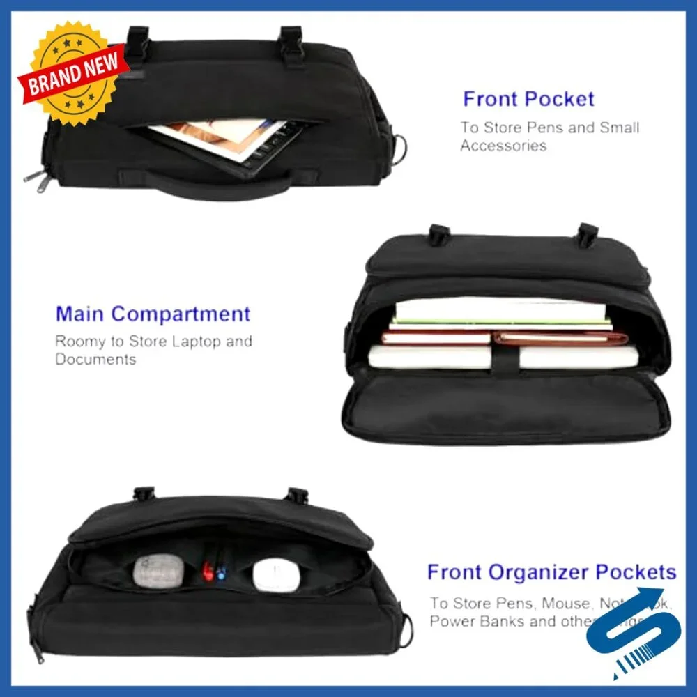 Large 17.3 Inch Laptop Messenger Bag, Crossbody Briefcase for Work School Travel